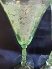Vintage 2 Tiffin Glass Arcadian Etch  All Green Water Globets, 8 1/4 in , EUC — photo 2