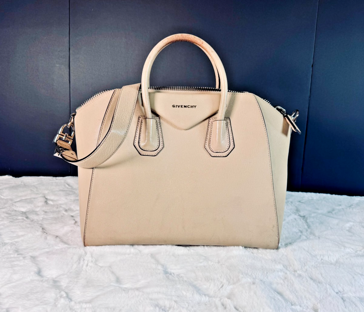 Givenchy Antigona Handbag MEDIUM Cream/Tan Leather | eBay
