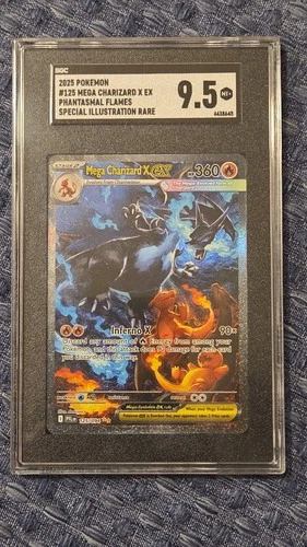 Pokémon Mega Charizard X EX 125/094 Phantasmal Flames SIR Holo SGC 9.5 2025