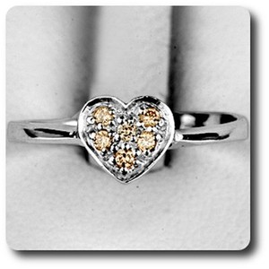 Authentic Minerals And Precious Stones. DIAMOND CHAMPAGNE RING 925 Silver + Gold Plated