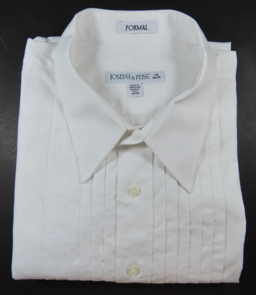 Joseph Feiss Formal Tuxedo Shirt Mens Pure Cotton White Pleated 18x34/35 XXL 2XL - Image 3 of 4