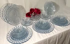 (6)  Vntg Sapphire Blue Bubble Depression Glass 4-piece place settings-24pcs