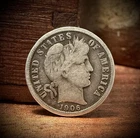 1906 P Barber Dime Silver 10C US Coin Sharp Details Nice Patina - 90% Silver