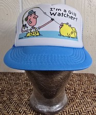 I'm A Gill Watcher Fishing Trucker Hat Cap Snapback Blue Vintage 90s