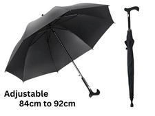 2 in 1 Umbrella Walking Stick Heavy Duty Height Adjustable Cane Windproof Design