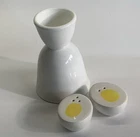 Vintage White Milk Glass Egg Cups Large Double Egg Holders 4.5” Tall