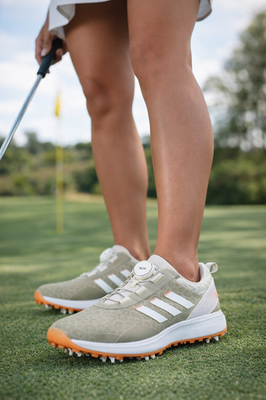 Adidas BOA Golf Shoes Womens 8 Beige Leopard Print Spiked Golf