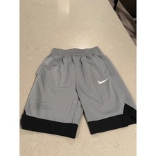 Nike Dri Fit Kids Athletic Basketball Shorts Gray Black Size L