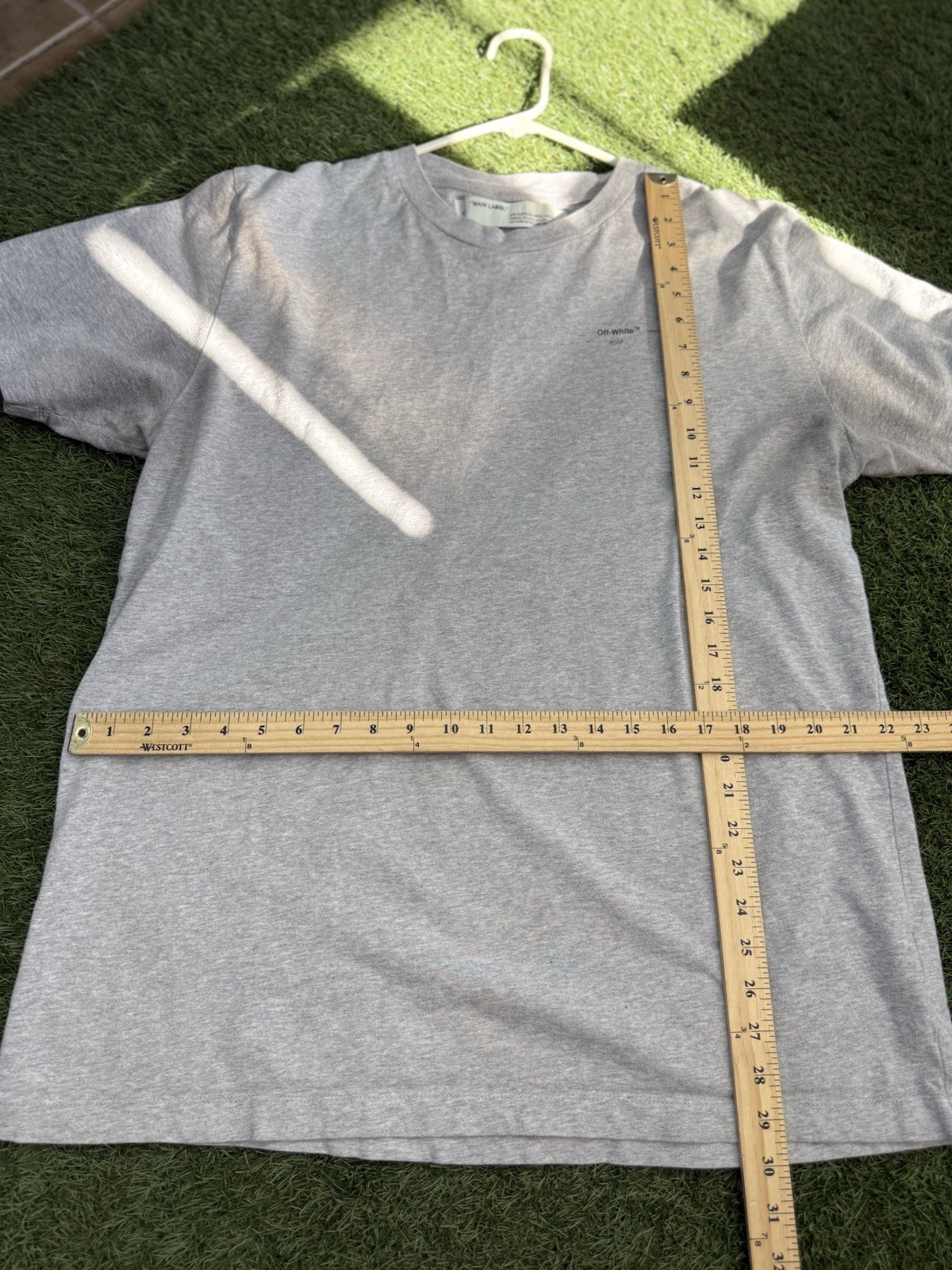 Off White T Shirt Grey Plain Logo 100percent Authentic Men’s XXL Quick Shipping image 8