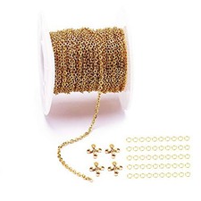 33FT 1.5mm 18K Gold Stainless Steel Flat Cable Chains for Jewelry Making