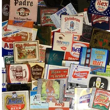 Beer Bottle Labels Vintage 1960s-70s - Lot of 50 Different Brewery Ephemera NOS