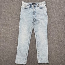 Banana Republic Womens Slouch Jean Light Acid Wash Raw Hem Denim Size 28/6 Long