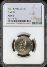 1967 South Africa 20 Cents NGC MS66 English Quality