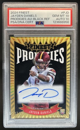 2024 Topps Finest Jayden Daniels Prodigies Auto RC Black Refractor #/25 PSA 10