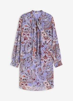 Chiffon-Tunika-Kleid mit Paisley-Print Gr. 42 Hellblau Bedruck Tunikakleid Neu