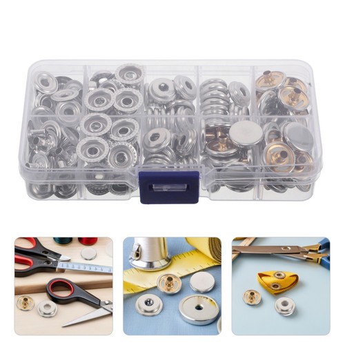 Chiluxendo 200 Kit Boutons Pression Métal 9.5mm Argent - Avec Pince Et Boîte Rangement