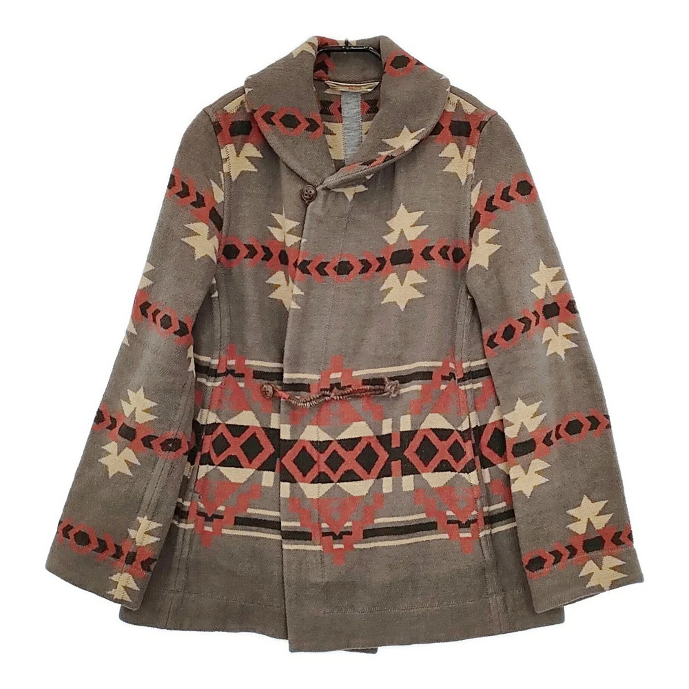 45R Native Pattern Cotton Jacket Gray Beige Ladie… - image 1