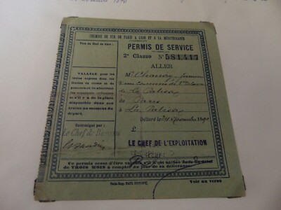 Zugticket PARIS LYON MEDITERANNEE Dienstgenehmigung 1890 LA PALLISSE PARIS 2