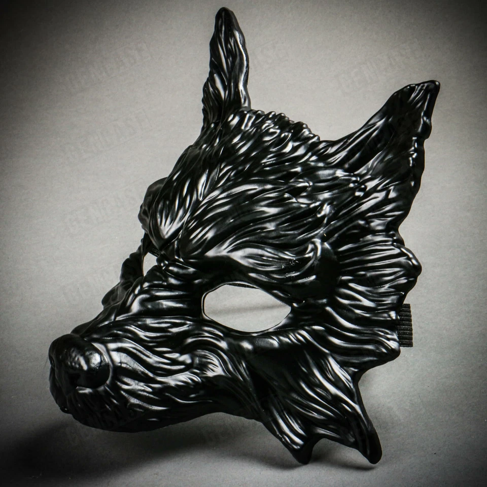 Wild Wolf Animal Full Face Masquerade Mask Scary Halloween Party Masks - Black - Image 2 of 4