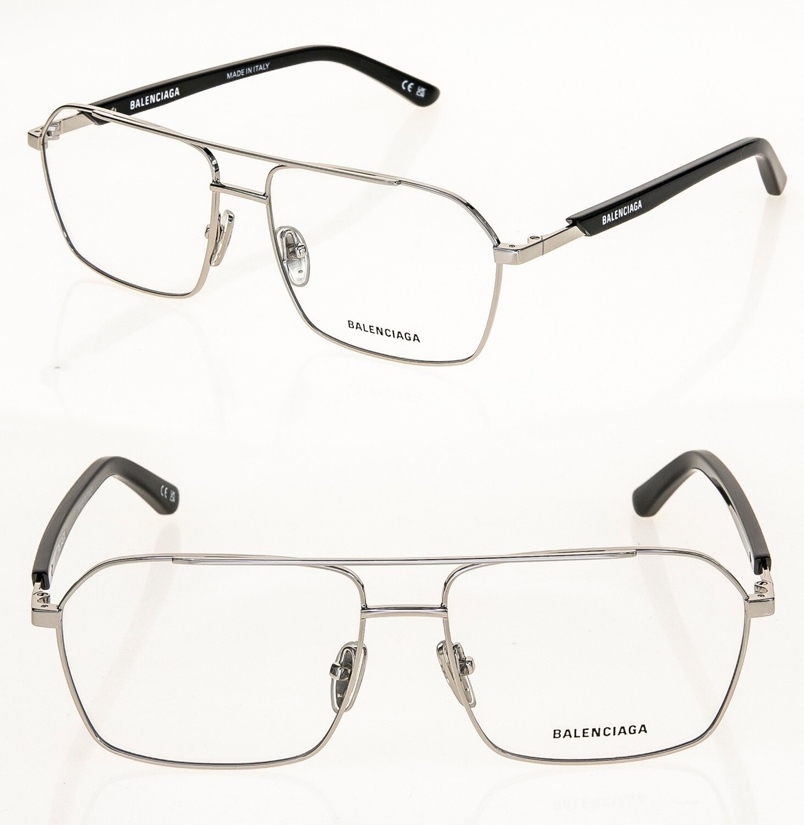 BALENCIAGA LOGO 0248 Silver Black Unisex Eyeglass 57mm BALENCIAGA LOGO 0248 Silver Black Unisex Eyeglass 57mm