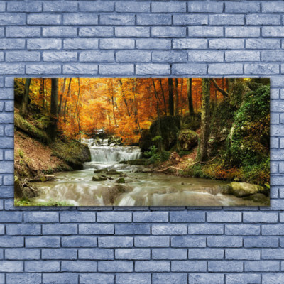 Crédence De Cuisine En Verre 125x50 Cm Paysage Forêt Chute D’eau – Marque Tulup, Neuve