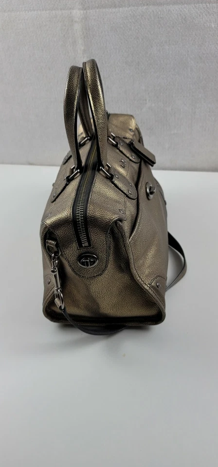 AUTÉNTICA Cartera Coach 33739 CUERO Metálico Rider Bolso de Hombro Bolso de Transporte Foto 2 de 4