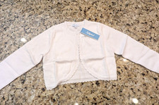 Girls Knit Long Sleeve Sparkle Cardigan Kids Open Front Shrug White 3-4 years
