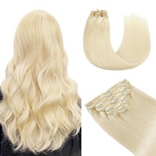 100%Remy Human Hair Clip In Extensions Double Weft Thick Full Head Straight Hair