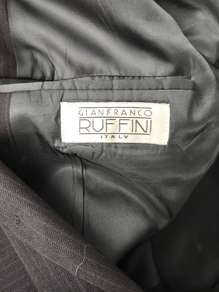 Traje Gianfranco Ruffini Lana 2 Piezas Azul Rayas Talla 36R Pantalones, Chaqueta 44R Foto 3 de 4