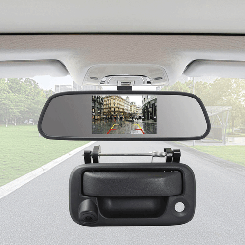 4.3" Car Rear Mirror Monitor Reversing Backup camera Tailgate Handle Ford F150 - Picture 2 of 17