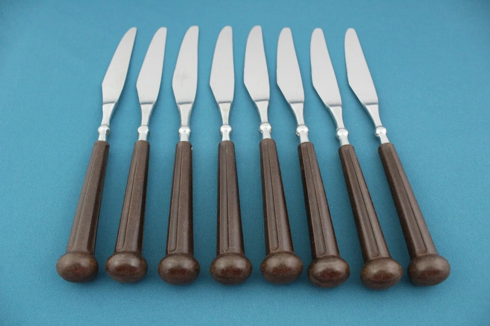 8 обеденных ножей Oxford Hall моды носить коричневый 1973 Японии 8 7/8" - Изображение 4 из 4