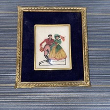 vintage Needlepoint Artwork 70 s 6.5x5