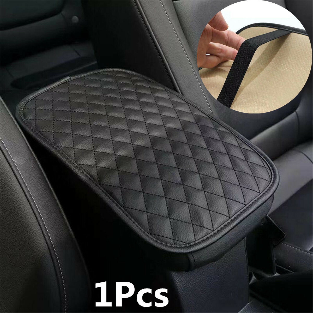 Console Armrest Cushion Vehicle Accessories Black PU Leather For Car Truck SUV