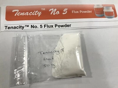 JOHNSON AND MATTHEY Tenacity 5 Flux Powder - 50 grams. JM silver soldering stainless steel