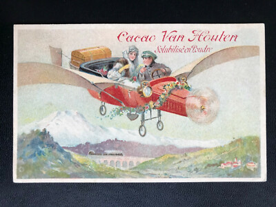 Litho (509) Werbung für Van Houten Cacao Schokolade Flugzeug Aviatik um 1910