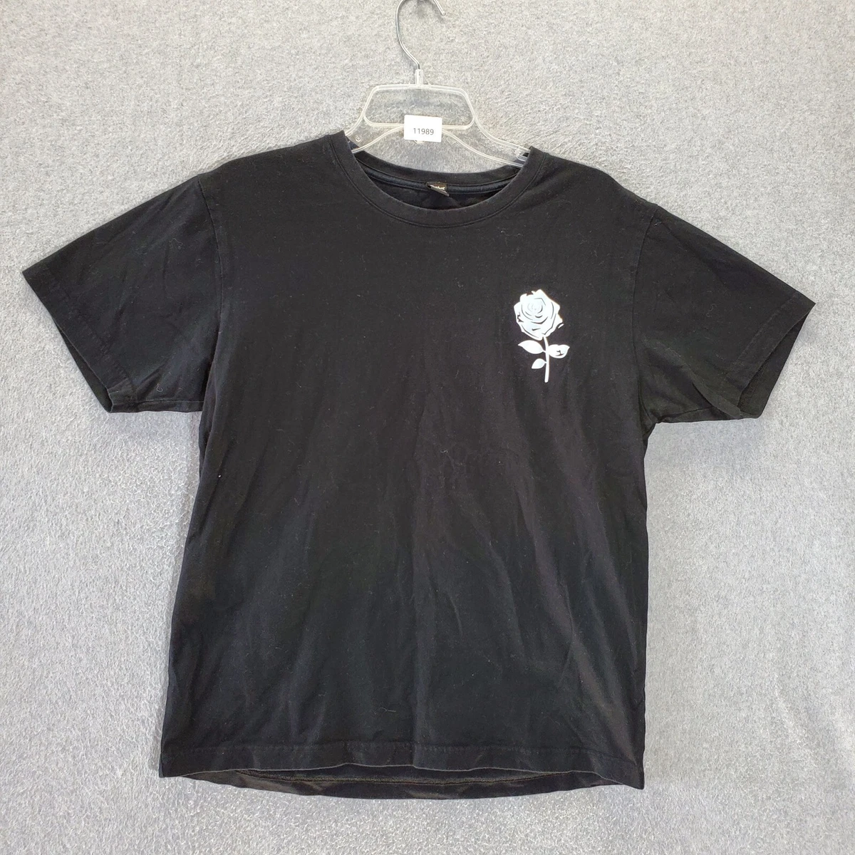 Romwe Men T Shirt Medium Black Rose Graphic Adult Tee
