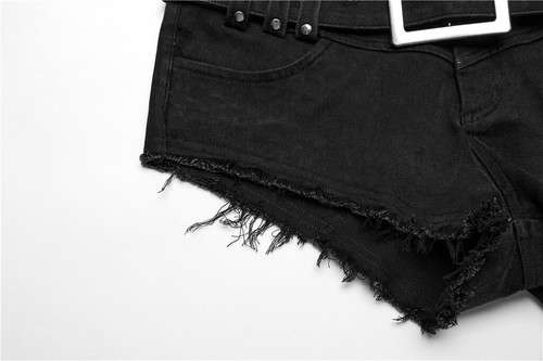 Punk Rave Women's Punk Daily High-Waist A-Line Casual Sexy Shorts With Wide Belt - Picture 19 of 20