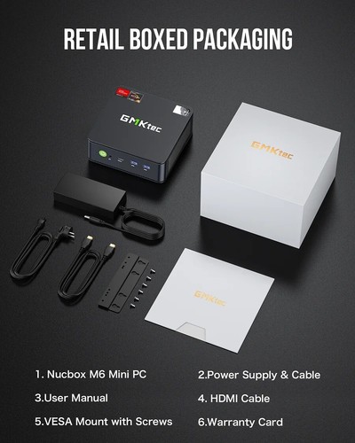 GMKtec M6 Ryzen 5 6600H, USB 4.0, WIFI 6E, BT, Barebone (No RAM, No SSD, No OS) - 第 6/9 張圖片