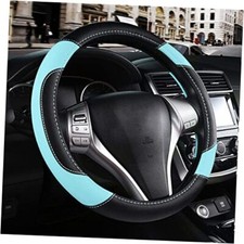 Leather Car Steering Wheel Cover, Non-Slip Car Wheel Cover Blue Tiffany