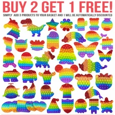 Popit Fidget Toy Push Bubble Sensory Stress Relief Kids Family Gift Game Rainbow