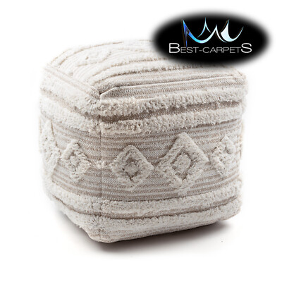 Moderner schöner POUFFE ''''QUADRATISCH'''' zum Sitzen 50x50x50cm beige creme BOHO