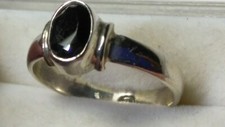 FETCHING BLACK ONYZ IN STERLING SILVER.925 RING SIZE 6.75-7.0