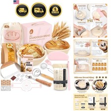 Sourdough Starter Kit Complete Set with Tools, Proofing Baskets, Jars Pink,...