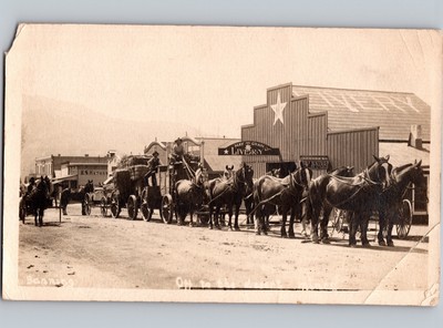 c1910  OFF TO DESERT MINES  STREET VIEW BANNING CALIFORNIA CA RPPC REAL PHOTO