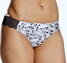 MAIDENFORM Comfort Devotion White Black Floral Tanga Panty Womens S 5 M 6 XL 8
