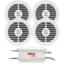 Pyle PLMRMB4CW 4-Channel Bluetooth Amplifier, 4x 5.25" 100W Full Range Speakers