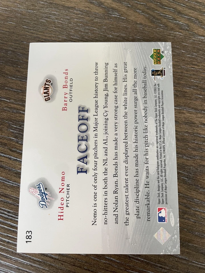 2003 Upper Deck Game Face #183 Hideo Nomo / Barry Bonds - Image 2 of 2