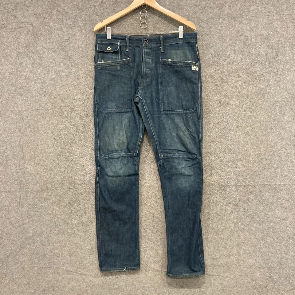 G-Star Jeans Mens Size 33 Blue Denim Loose Tapered 33x32 Button Fly 20806