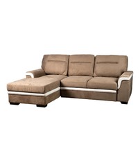 DIVANO LETTO ANGOLARE "ERIKA" IN TESSUTO MARRONE CON PENISOLA A SINISTRA 254X...