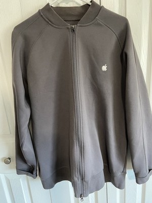 Apple Mens Embroidered Logo gray Zip Front Warm Up Style Jacket Size XL
